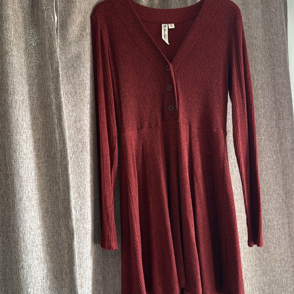 Others Follow Burgundy Long Sleeve Dress